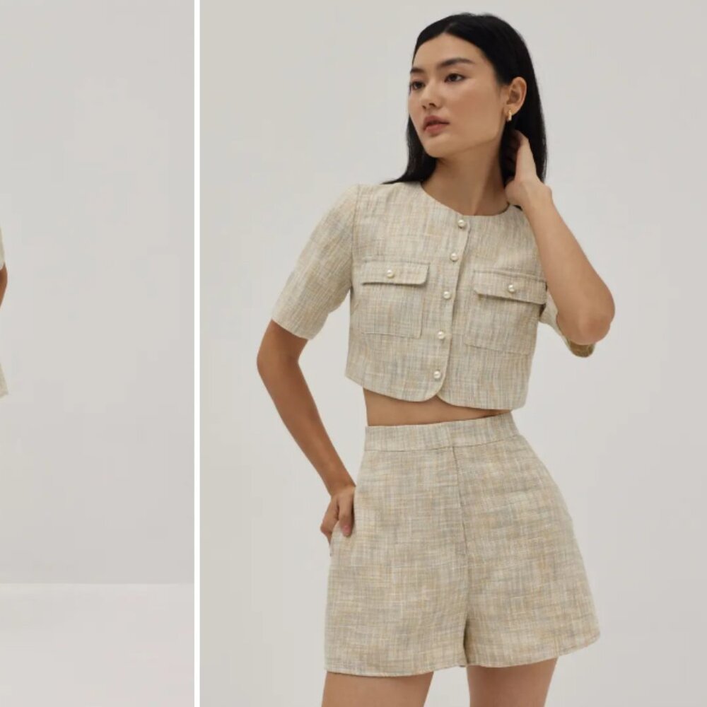Love Bonito Denice Tweed Flare Shorts